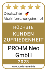 Siegel Höchste Kundenzufriedenheit 2023 für die PRO-IM Neo GmbH