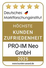 Siegel Höchste Kundenzufriedenheit 2025 für die PRO-IM Neo GmbH